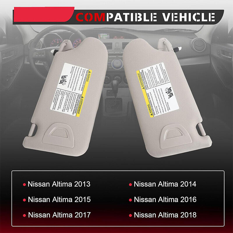 DURAFORCE For 2013-2018 Nissan Altima Sun Visor Driver Passenger Pair Set Beige