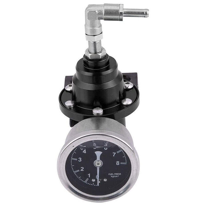 DURAFORCE Universal Adjustable Fuel Pressure Regulator + Gauge+ Fitting Kit Aluminum 0-160