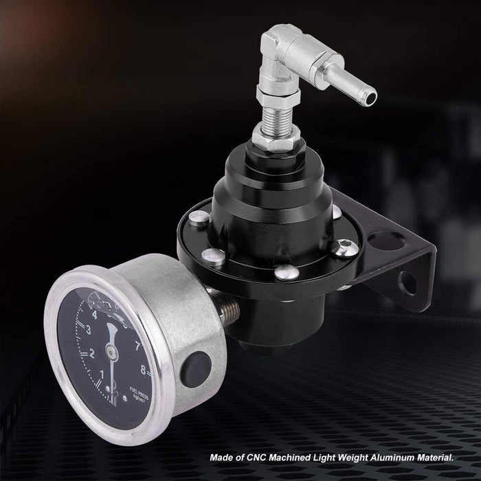 DURAFORCE Universal Adjustable Fuel Pressure Regulator + Gauge+ Fitting Kit Aluminum 0-160