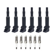 DURAFORCE 6 UF592 0221504470 Ignition Coil with 12122158253 Spark Plugs for BMW 528i 128i