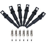 DURAFORCE 6 UF592 0221504470 Ignition Coil with 12122158253 Spark Plugs for BMW 528i 128i