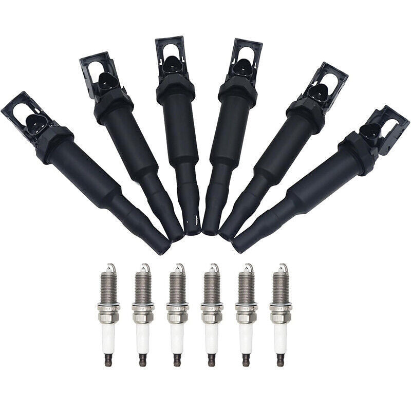 DURAFORCE 6 UF592 0221504470 Ignition Coil with 12122158253 Spark Plugs for BMW 528i 128i
