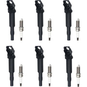 DURAFORCE 6 UF592 0221504470 Ignition Coil with 12122158253 Spark Plugs for BMW 528i 128i