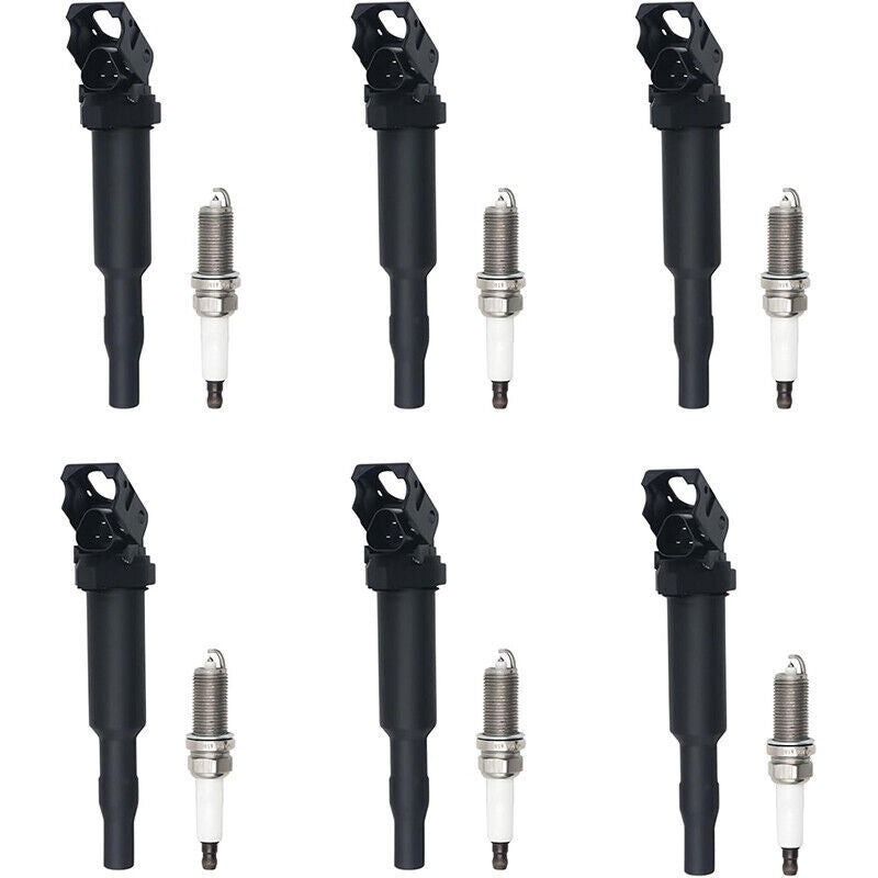 DURAFORCE 6 UF592 0221504470 Ignition Coil with 12122158253 Spark Plugs for BMW 528i 128i