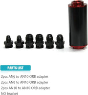 DURAFORCE Inline Fuel Filter High Flow 100 Micron Reusable AN6 AN8 AN10 Adapter Black &Red