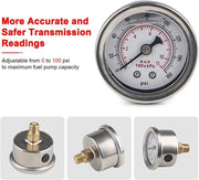 DURAFORCE Adjustable Fuel Pressure Regulator Kit Oil 0-100psi Gauge -6AN Blue & Red