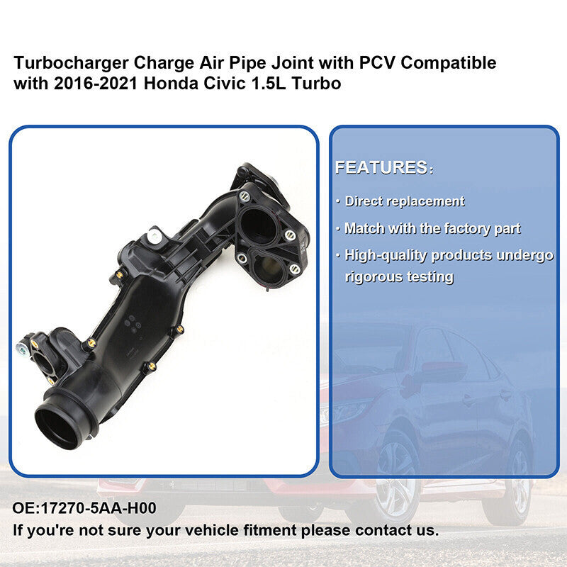 DURAFORCE Turbocharger Turbos Charge Air Pipe Joint for 2016-2020 Honda Civic 1.5L Black