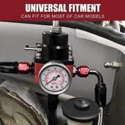 DURAFORCE Universal Adjustable Fuel Pressure Regulator Kit 0-100psi Guage AN6 Fittings