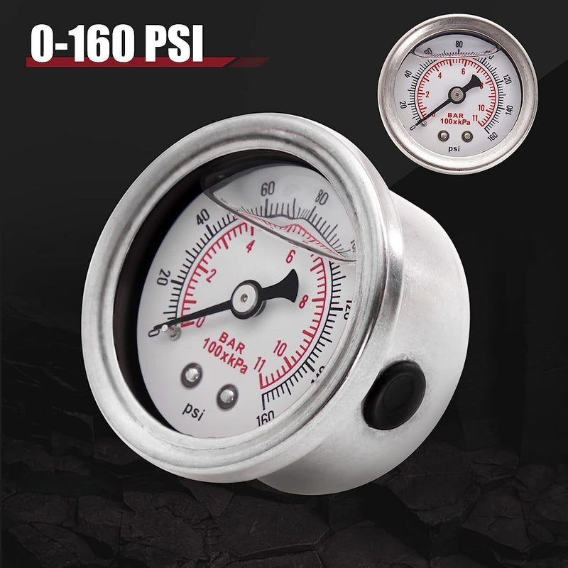 DURAFORCE Universal Adjustable Fuel Pressure Regulator Kit 0-100psi Guage AN6 Fittings