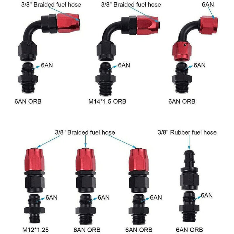 DURAFORCE Universal Adjustable Fuel Pressure Regulator Kit 0-100psi Guage AN6 Fittings