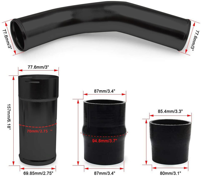 DURAFORCE Hot Cold Side Intercooler Pipe Fit for Ford 6.7L Powerstroke Diesel 11-16 Part