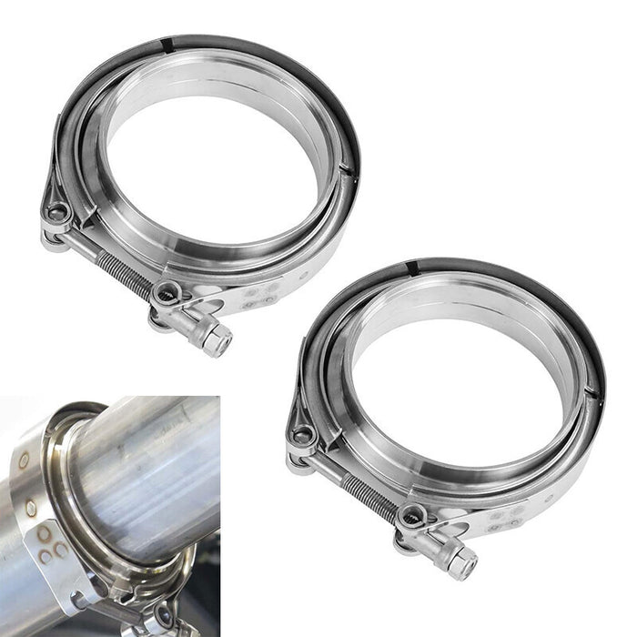 DURAFORCE 2PCS 3.5" Steel V-Band Bolt Clamp Kit Male/Female for Turbo Vband