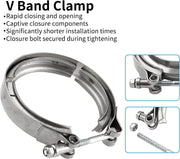 DURAFORCE 2PCS 3.5" Steel V-Band Bolt Clamp Kit Male/Female for Turbo Vband