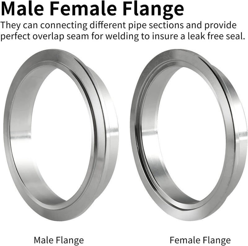 DURAFORCE 2PCS 3.5" Steel V-Band Bolt Clamp Kit Male/Female for Turbo Vband