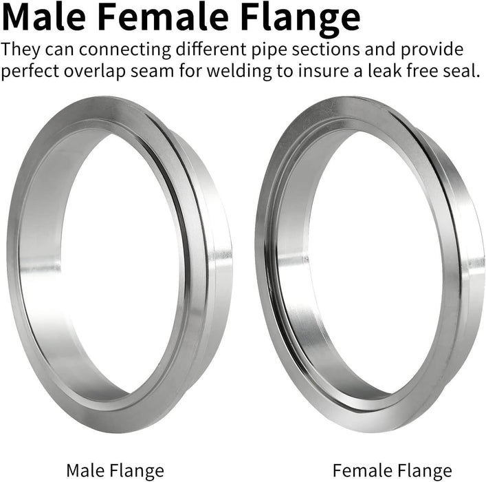 DURAFORCE 2PCS 3.5" Steel V-Band Bolt Clamp Kit Male/Female for Turbo Vband