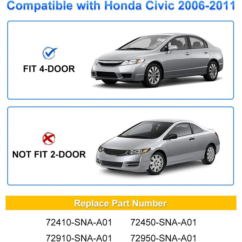 DURAFORCE NEW Window Weatherstrips Moulding Trim Seal Belt For Honda Civic Sedan 2006-2011