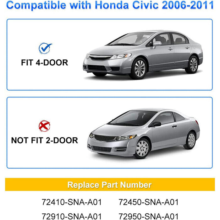 DURAFORCE NEW Window Weatherstrips Moulding Trim Seal Belt For Honda Civic Sedan 2006-2011