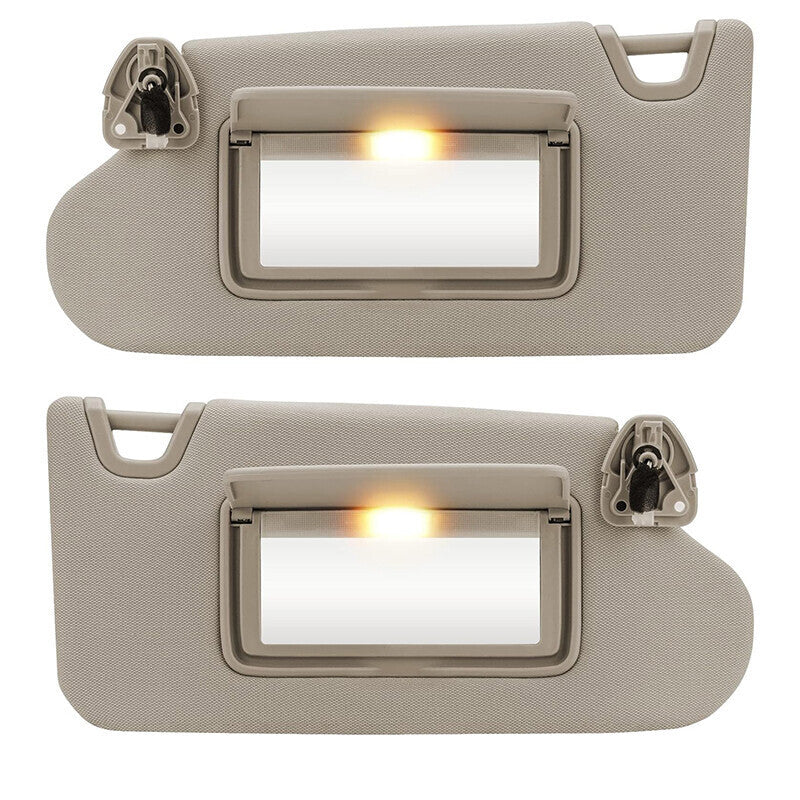 DURAFORCE 1 Pair Beige Sun Visor Driver & Passenger w/ Light For Nissan Altima 2013-2018
