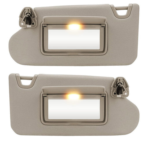 DURAFORCE 1 Pair Beige Sun Visor Driver & Passenger w/ Light For Nissan Altima 2013-2018