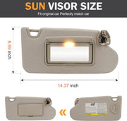 DURAFORCE 1 Pair Beige Sun Visor Driver & Passenger w/ Light For Nissan Altima 2013-2018