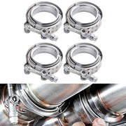 DURAFORCE 4PCS 3 Inch V Band Clamp Kit w Male Female Flange Mild Steel Turbo Exhaust 3"