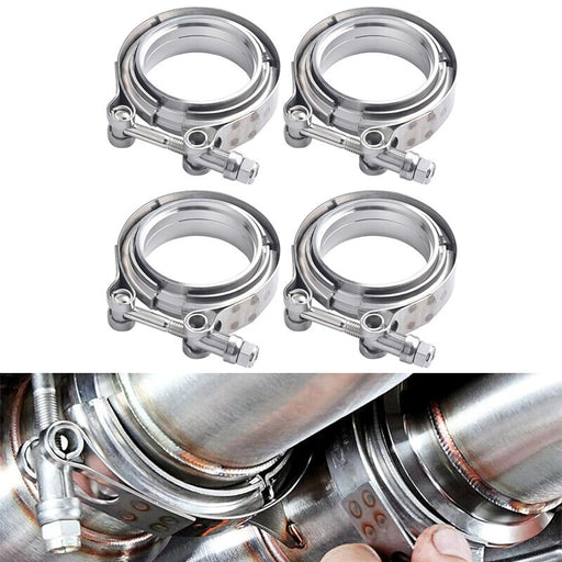 DURAFORCE 4PCS 3 Inch V Band Clamp Kit w Male Female Flange Mild Steel Turbo Exhaust 3"