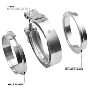 DURAFORCE 4PCS 3 Inch V Band Clamp Kit w Male Female Flange Mild Steel Turbo Exhaust 3"