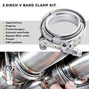 DURAFORCE 4PCS 3 Inch V Band Clamp Kit w Male Female Flange Mild Steel Turbo Exhaust 3"