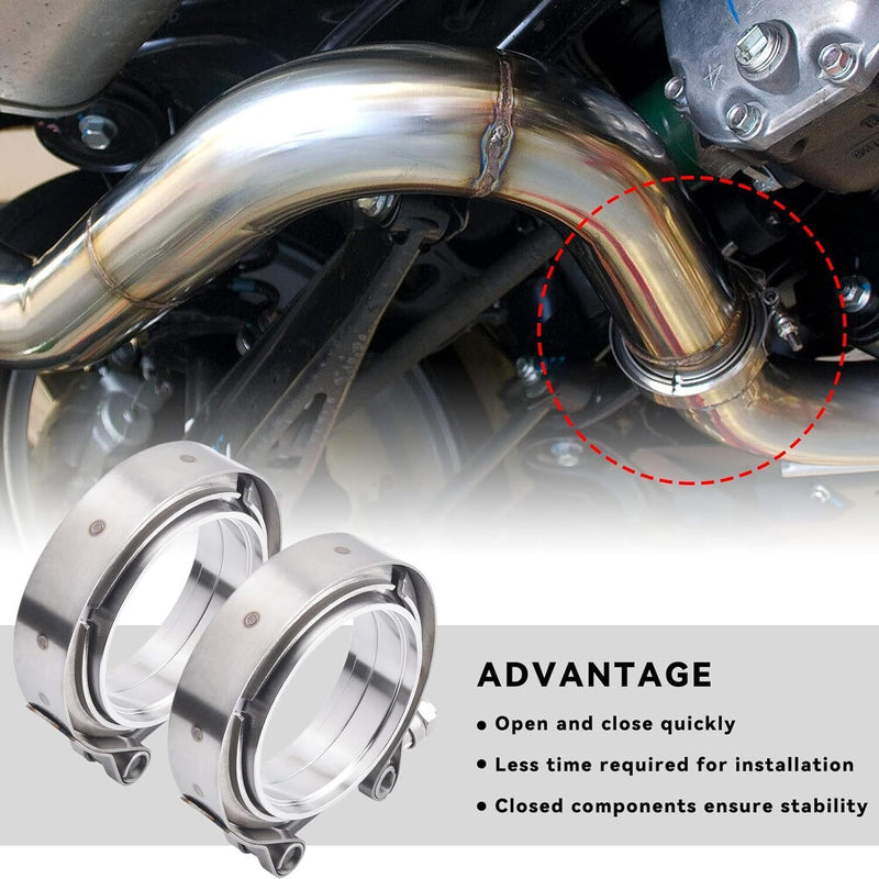 DURAFORCE 4PCS 3 Inch V Band Clamp Kit w Male Female Flange Mild Steel Turbo Exhaust 3"
