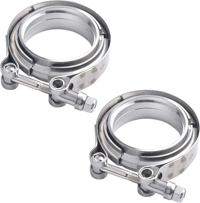 DURAFORCE 4PCS 3 Inch V Band Clamp Kit w Male Female Flange Mild Steel Turbo Exhaust 3"