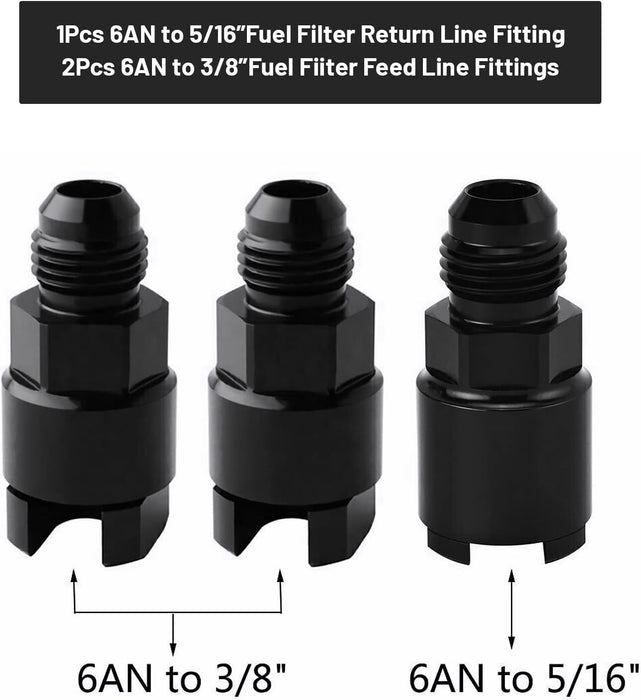 DURAFORCE 6AN 3/8" LS Swap EFI Fuel Line Fitting Set Complete Conversion Swivel Adapter