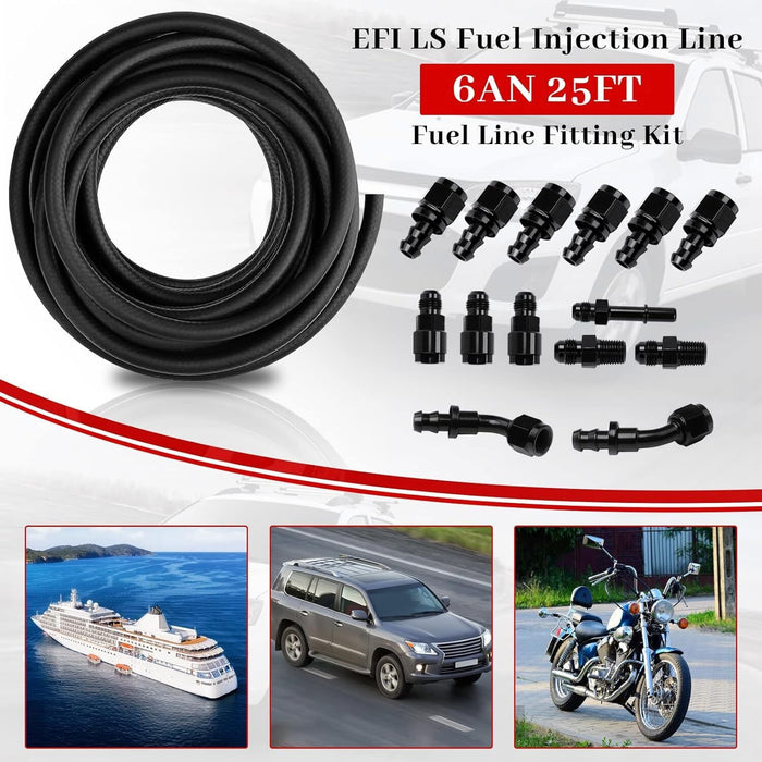 DURAFORCE 6AN 3/8" LS Swap EFI Fuel Line Fitting Set Complete Conversion Swivel Adapter