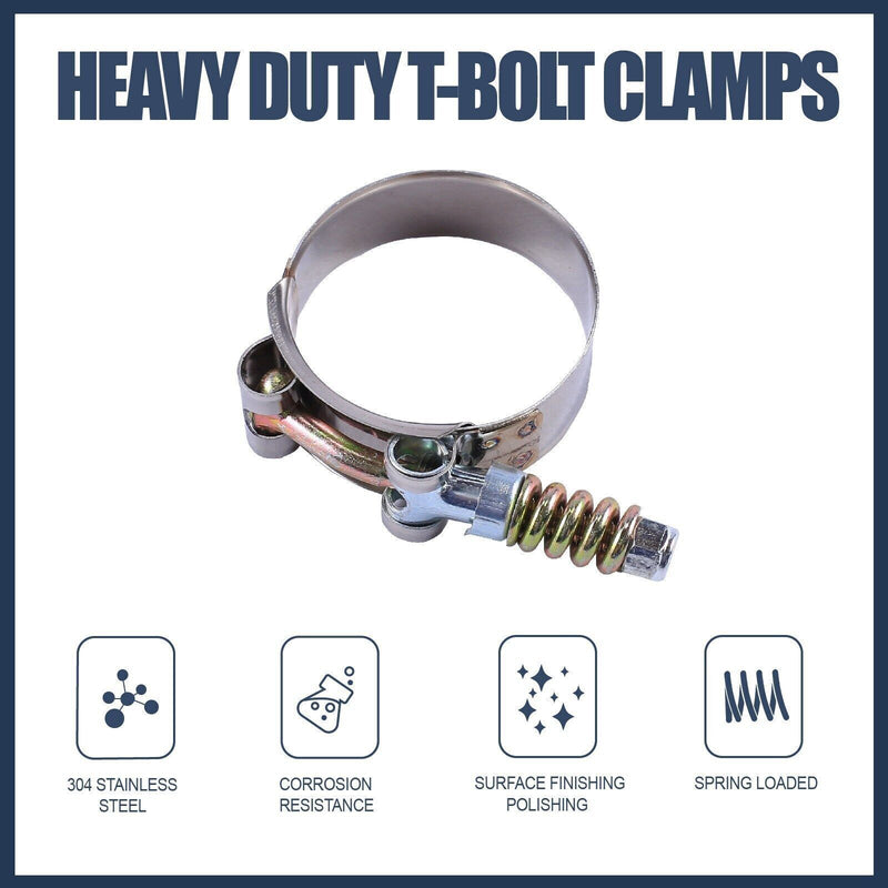 DURAFORCE 4PCS 3.5" STAINLESS STEEL T-BOLT TURBO SILICONE HOSE CLAMP INTERCOOLER 95-103MM