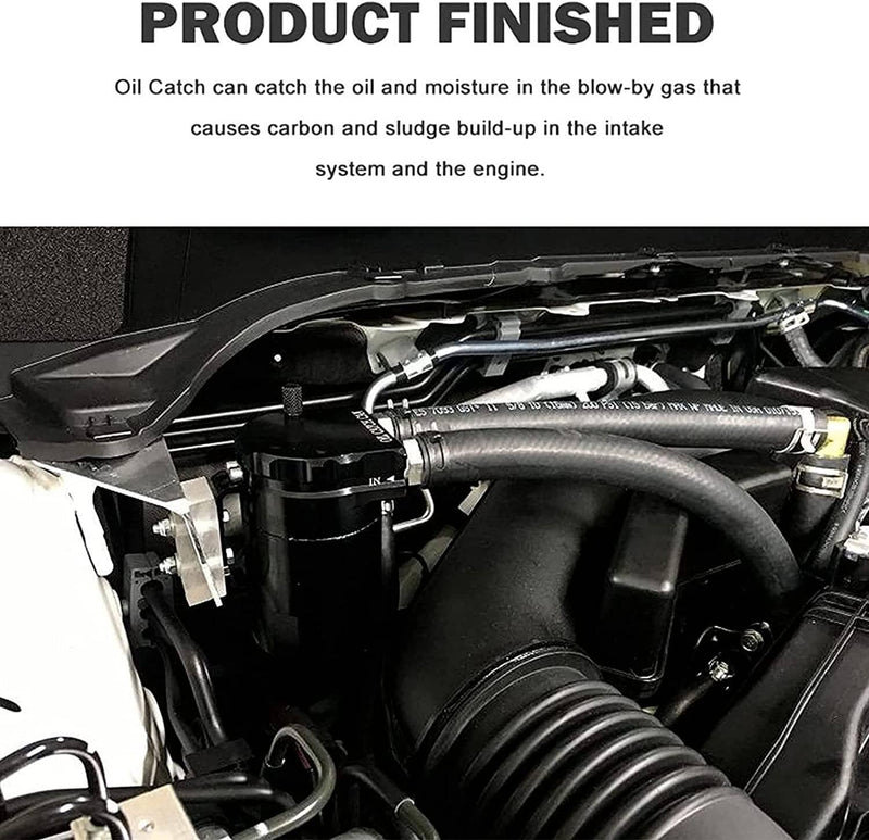 DURAFORCE Oil Catch Can Kit Aluminum for 11-21 Ford F150 5.0L Raptor 2.7L 3.5L Ecoboost BK
