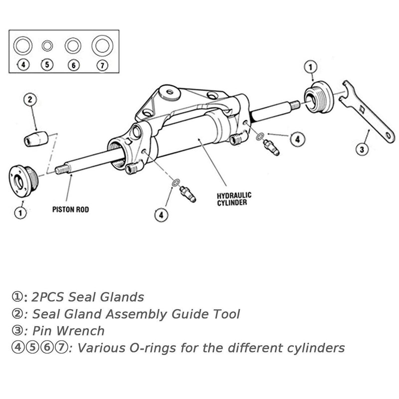 DURAFORCE HS5157 Front Mount Hydraulic Steering Cylinder Seal Kit for SeaStar HC5345HC5358