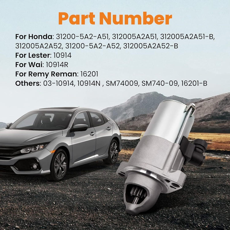 DURAFORCE Starter Motor for Honda Accord Sport 2.4L 2013 2014 2015 2016 2017 Cvt Automatic