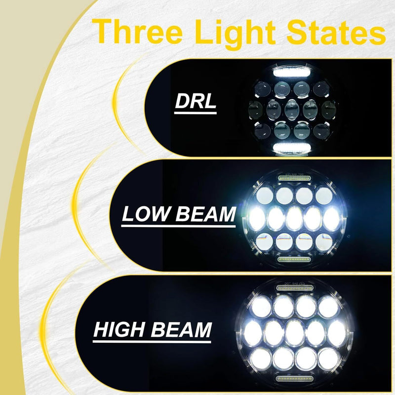 DURAFORCE Pair 7" Inch Round LED Headlights Halo Angle Eyes For Jeep Wrangler JK LJ TJ CJ