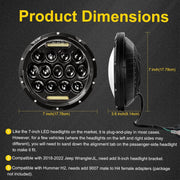 DURAFORCE Pair 7" Inch Round LED Headlights Halo Angle Eyes For Jeep Wrangler JK LJ TJ CJ