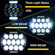 DURAFORCE Pair 7" Inch Round LED Headlights Halo Angle Eyes For Jeep Wrangler JK LJ TJ CJ
