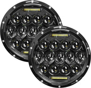 DURAFORCE Pair 7" Inch Round LED Headlights Halo Angle Eyes For Jeep Wrangler JK LJ TJ CJ