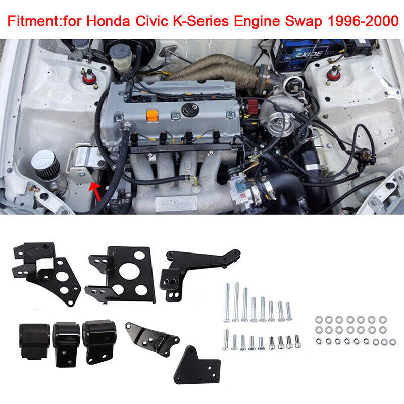 DURAFORCE Fit For 96-00 Honda Civic K20 K24 K-Series Motor Mounts Bracket K-Swap EK Part