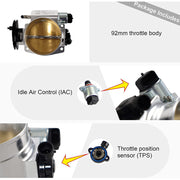 DURAFORCE 92mm Throttle Body & TPS IAC Throttle Cable Bracket for LSX LS LS1 LS2 LS7 Slive