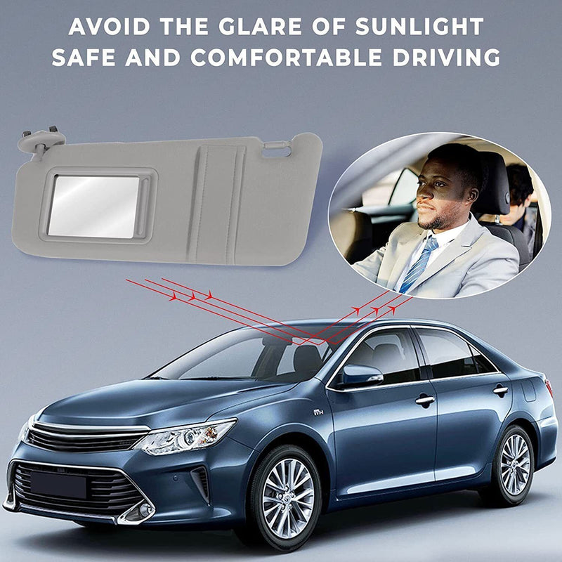 DURAFORCE Light Gray Sun Visor for 2007-2011 Toyota Camry Driver Passenger Side Pair