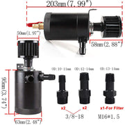 DURAFORCE 2 Port Reservoir Baffled Tank Oil Catch Can with Drain Valve Breather Black New