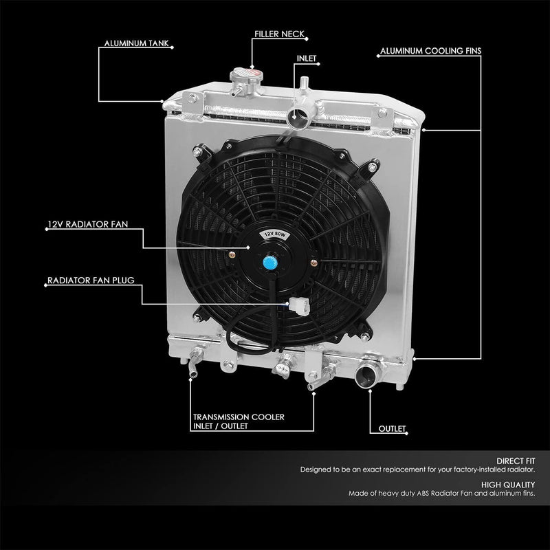 DURAFORCE ALUMINUM CORE RADIATOR+SHROUD FAN For 1992-2000 HONDA CIVIC EK EG INTEGRA