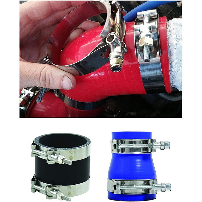 DURAFORCE 2PCS Stainless Steel 2" T-Bolt Clamp Intercooler Silicone Hose Coupler Turbo