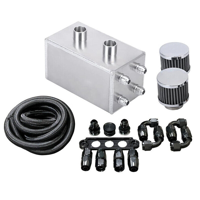 DURAFORCE Pro Series Oil Catch Can For Honda Civic Acura Integra 4 Port -10AN With Hoses