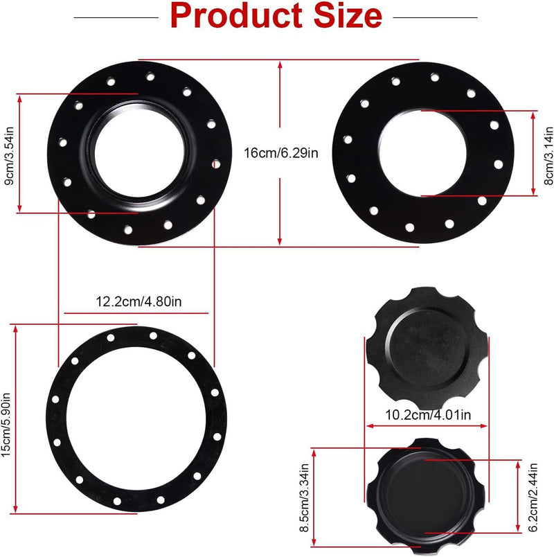 DURAFORCE Billet Aluminum Easy Fill Fuel Cell Cap with 12 Bolting Holes Cell Bung