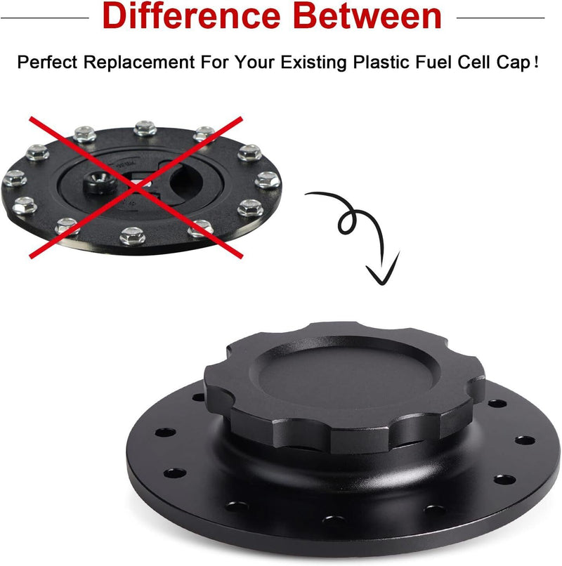 DURAFORCE Billet Aluminum Easy Fill Fuel Cell Cap with 12 Bolting Holes Cell Bung