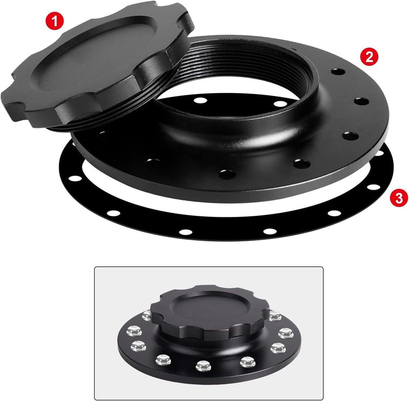 DURAFORCE Billet Aluminum Easy Fill Fuel Cell Cap with 12 Bolting Holes Cell Bung